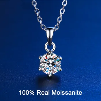 100% Настоящее Ожерелье из Муассанита 2CT 3CT 5CT VVS1 Лабораторный Бриллиантовый Кулон Ожерелья для Женщин Мужчин Подарок Из Стерлингового Серебра Свадебные Украшения