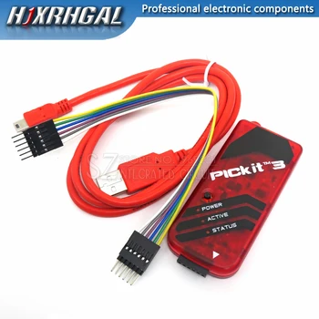 1ШТ Симулятор PICKIT3 PIC Kit3 Программатор PICkit 3 Emluator красного цвета с USB-кабелем Dupond Wire