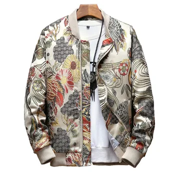 2022 Новая Мужская куртка с Японской Вышивкой, пальто, Мужская Уличная одежда в стиле Хип-хоп, мужская куртка-бомбер, мужская одежда Больших размеров