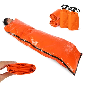 2ШТ/1ШТ Аварийное одеяло с компрессионным мешком Портативный Легкий Аварийный Спальный мешок для кемпинга, путешествий с рюкзаком