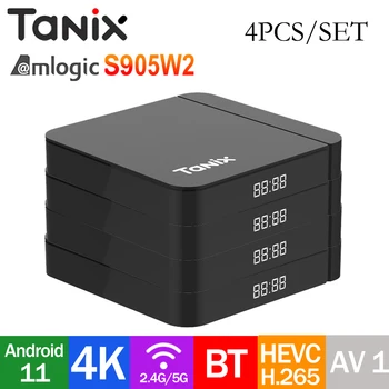 4 шт./компл. TANIX W2 Amlogic S905W2 Smart TV BOX 4K 2.4/5G WiFi Android11 SPDIF AV1 HDR Netflix Youtube Оптовая Продажа Телевизионной приставки