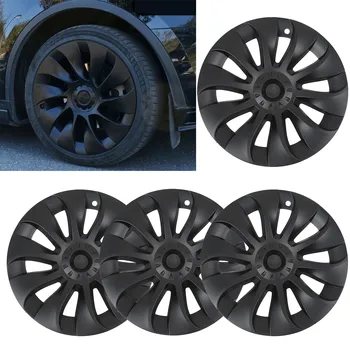 4ШТ 20-дюймовая крышка ступицы колеса, матово-черная Персонализированная замена крышки обода колеса для Tesla Model Y с 2020 по 2023 год