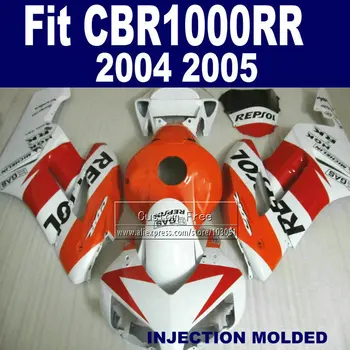 7 комплектов инжекционных обтекателей gifts для Honda 2004 2005 CBR 1000RR CBR1000RR 04 05 CBR1000 RR бело-оранжевые детали обтекателей кузова repsol
