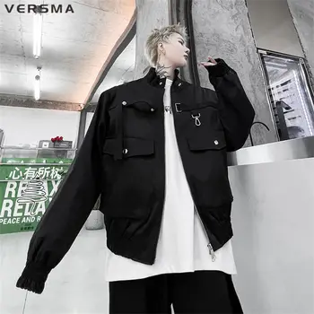 VERSMA Белая бейсбольная куртка в корейском стиле для мальчиков-подростков, весенне-осенняя уличная одежда в стиле хип-хоп, готические куртки на молнии Оверсайз для мужчин