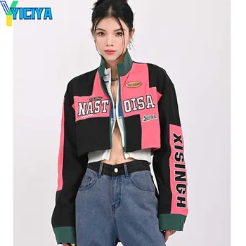 YICIYA куртка-бомбер женская унисекс университетская новая верхняя одежда короткие куртки Американский y2k гоночный бейсбол куртка с вышивкой пальто топ