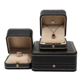 Высококачественный круглый позолоченный узор, ретро свадебное кольцо с бриллиантом, ожерелье, браслет, серьги, коробка для упаковки ювелирных изделий