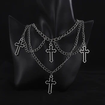 Готический Крест Кулон Ожерелье Женская Цепочка Ожерелья Простое Модное Ожерелье Оптом Европейская Мода Ювелирные Изделия