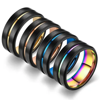Двухцветное кольцо с канавкой из нержавеющей стали 8 мм для мужчин и женщин, женское кольцо для отслеживания настроения, мужские новые ювелирные изделия, подарочная вечеринка