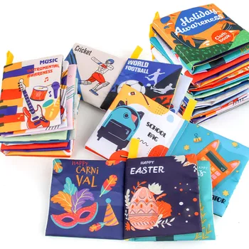 Звуковая книга для раннего образования ребенка из бумажной ткани, водонепроницаемая игрушка для раннего образования 