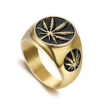 Кольца с кленовыми листьями из нержавеющей стали в стиле панк-Рок для мужчин, Ювелирные изделия Цвета: Золотистый, серебристый, Прямая Доставка
