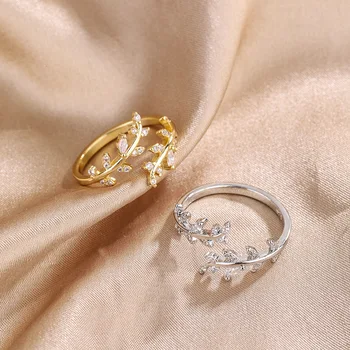 Кольца с листьями Золотисто-серебристого цвета для женщин, Обручальные украшения для пальцев, Корейские украшения для вечеринок против 2023 года, Классические украшения Bague