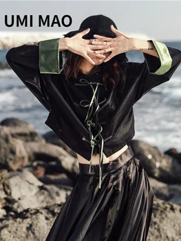 Короткое пальто с пряжкой в китайском стиле UMI MAO, женское осеннее новое свободное ветровое пальто Yamamoto Yoji, женская одежда в стиле ретро Харадзюку