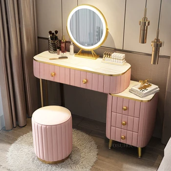 Красочные роскошные комоды Современная мебель для спальни Модный домашний туалетный столик Комод Шкаф для хранения В одном