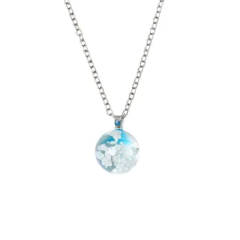 Модное ожерелье с сиянием голубого неба и белого облака, колье для девочек со сферической цепочкой из сплава 