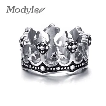 Мужские кольца Modyle Black Royal King Crown Knight Fleur De Lis Cross Винтажные кольца для мужчин Ювелирные изделия