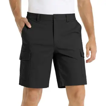 Мужские летние шорты с эластичной резинкой на талии, однотонные, свободные, с прямым карманом, со средней талией, дышащие, повседневные мужские шорты-карго шорты мужские