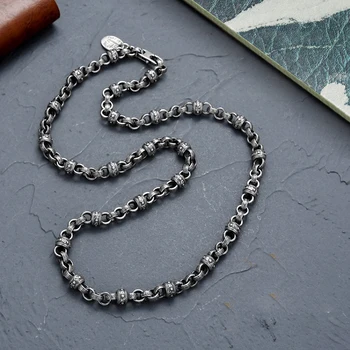 Мужское ожерелье с шестизначной мантрой Buddhastone серебристого цвета в стиле ретро-хипстера для отправки ювелирных украшений на цепочке