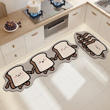 Мультяшные кухонные длинные коврики неправильной формы с собакой и кошкой, коврик для гостиной, нескользящий коврик для входа, кухонный ковер, домашний декор