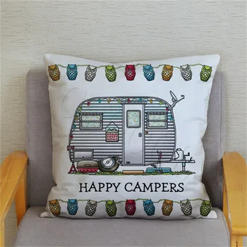 Наволочки с принтом для автомобилей Happy Campers, наволочки для подростков, наволочки для кемпинга, наволочки для дивана, наволочки для дома, прямая доставка