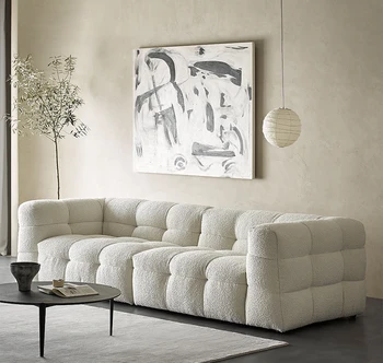 Небольшая квартира в скандинавском стиле, простая современная тканевая гостиная для трех человек, итальянский ретро-простой роскошный диван