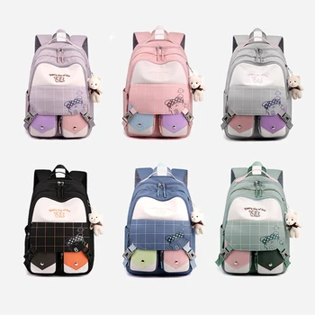 Нейлоновый рюкзак с подвеской, повседневный рюкзак с несколькими карманами для мальчиков и девочек, школьная сумка