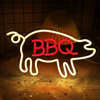 Неоновые вывески BBQ для декора стен, неоновые огни для спальни, светодиодная вывеска, подходящая для ресторана барбекю, пивного бара Man Cave, паба-ресторана
