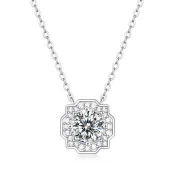 Новое Поступление 1ct D VVS Муассанитовое Ожерелье для Женщин из Стерлингового Серебра С Твердой Цепочкой