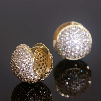 Новый дизайн модных ювелирных изделий Роскошные серьги-гвоздики с кристаллами кубического циркония для женщин Блестящие Свадебные Круглые серьги Ювелирные подарки