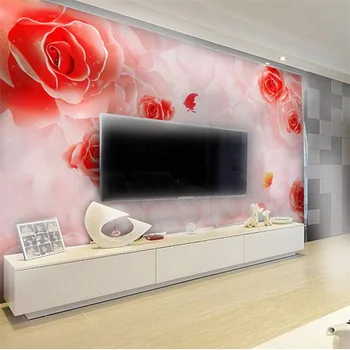 обои beibehang вспышка серебряная ткань Гостиная фон для спальни романтические розовые розы большие настенные обои papel de parede
