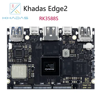 Одноплатный компьютер Khadas Edge2 RK3588S с 8-ядерным 64-разрядным процессором, графическим процессором ARM Mali-G610 MP4, 6-топовым AI NPU, Wi-Fi 6 16 +64G