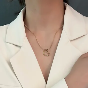 Ожерелье Love из титановой стали для женщин с 3D подвеской в виде сердца, цепочка на шею, ювелирные изделия