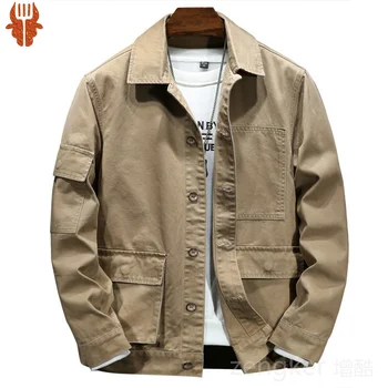 Осенняя джинсовая куртка мужская плюс размер свободный топ 6XL мужская куртка цвета хаки 7XL мужская куртка оверсайз мужская одежда