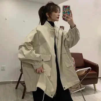 Рабочая одежда, женское пальто, Корейская весенне-осенняя Американская новая однотонная бейсбольная форма, повседневная свободная куртка, винтажный топ с джокером