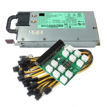 Серверный блок питания мощностью 1200 Вт 490594-001 438203-001 498152-001 HSTNS-PL11 + Распределительная плата + 12шт PCIe от 6Pin до 6 + 2Pin кабеля