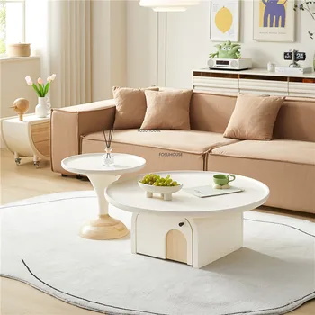 Скандинавская мебель для гостиной, журнальный столик для небольшой квартиры, домашний чайный столик, креативные дизайнерские домашние столики в кремовом стиле