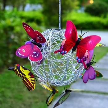 Солнечные садовые фонари на открытом воздухе, солнечный Шар-бабочка Свет Водонепроницаемый Солнечный Подвесной Шар-Бабочка Лампа Двор Садовый Подвесной Фонарь