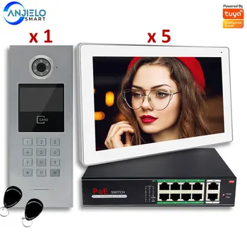 Умный 7-дюймовый IP-видеодомофон Tuya Smart для системы безопасности многоквартирного дома, домашней системы контроля доступа, цифровой клавиатуры с IC-картой