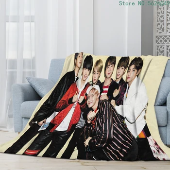Фланелевое одеяло с принтом корейской певческой группы для красивых мальчиков, одеяла Kpop Star для дивана для взрослых, Мягкое одеяло, теплое покрывало для кровати