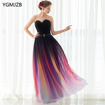 Элегантные красочные длинные вечерние платья из шифона трапециевидной формы длиной до пола, торжественное вечернее платье Vestido De Festa