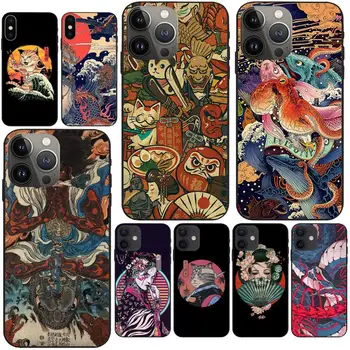 Японский Стиль Art Japan Design Чехол Для Телефона Fundas Shell Cover Для iPhone 13 12 11 Pro Max Mini Xs X Xr 6 6s 7 8 Plus SE 2020