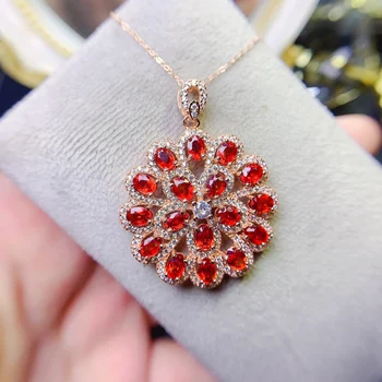 【M & T】 Женское ожерелье с рубином из серебра 925 пробы - простое и потрясающее ювелирное изделие с бесплатной доставкой и подвеской с драгоценным камнем в подарок