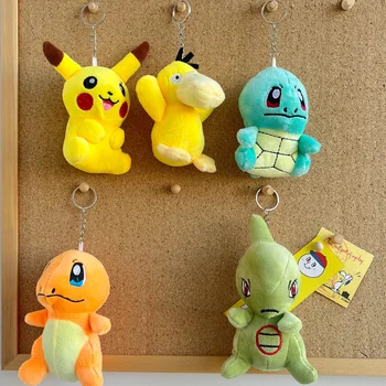10 шт./лот, плюшевый брелок-рюкзак Pokemon Pikachu Squirtle Psyduck Charmander, Маленькая подвеска для детей, детская подарочная игрушка
