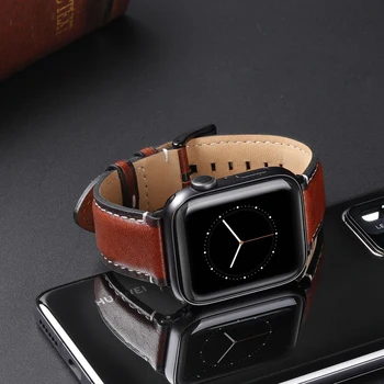 100% Натуральная кожа correa для iwatch se apple watch series 7 6 5 4 3 ремешка 45 мм 44 мм 42 мм 41 мм 40 мм 38 мм кожаный браслет-ремешок
