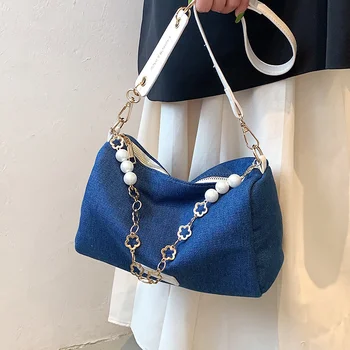 2022 Роскошная женская джинсовая сумка, синие джинсы, сумка через плечо, сумки через плечо для женщин, новый дизайн, женская сумка-тоут, большая дорожная сумка Mochila