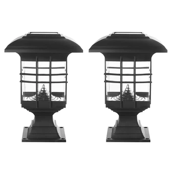 2X Солнечная лампа для столбов с водонепроницаемым ландшафтным садом, солнечный свет, светодиодная лампа для ограждения столбов на открытом воздухе