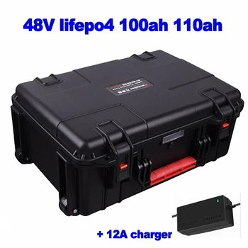 48v 100ah 110ah литий-железо-фосфатный аккумулятор Lifepo4 для фотоэлектрической энергии campervan food truck RV EV VAN + зарядное устройство 12A