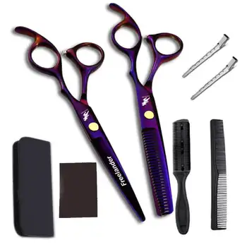 8 Шт Профессиональный Набор Ножниц для стрижки Волос фиолетовые Филировочные Ножницы, Заколки для расчески Волос, Парикмахерский набор для дома Парикмахера