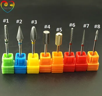 EasyNail 8 Типов Твердосплавных сверл для ногтей Заусенцы Металлические сверла для кутикулы Для маникюра Аксессуары для электрической дрели для ногтей, 2,35 мм