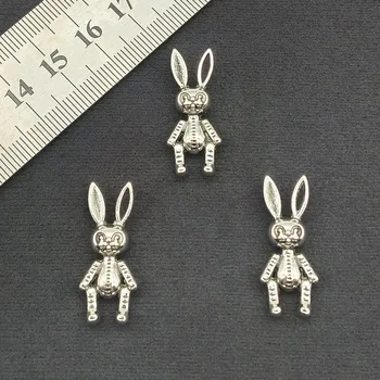 JINDINSP 12шт 28x12 мм, цвет античного серебра, милые подвески с кроликами, подходящие подвески для изготовления ювелирных изделий своими руками