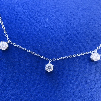 MYJ Всего 5,0 карат 2,5 карат Сертифицированный Муассанит, Бриллиантовая Подвеска Babysbreath Для женщин, 18-каратное Позолоченное ожерелье с блестящим ореолом, подарок